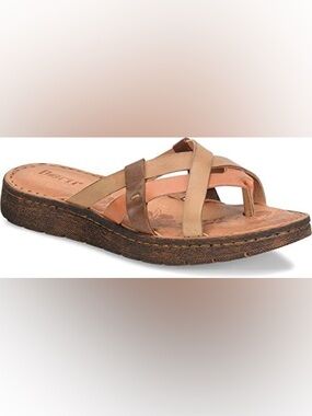 Women’s Born Buta Brown Strappy Flat Leather Sandals Size 10